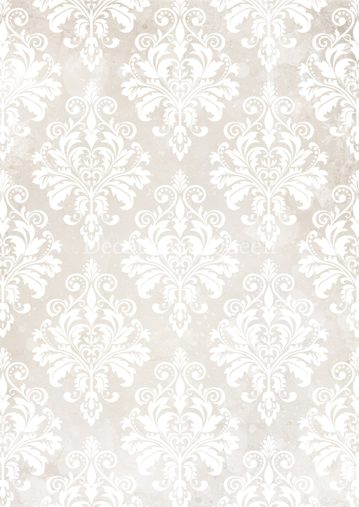 Decoupage Queen Cream Damask Rice Paper Size: A3- 11.7 x 16.5 in - Decoupage paper