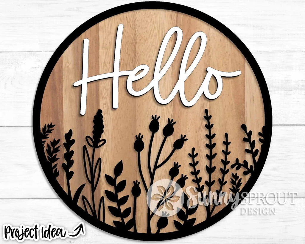 Hello Wildflower Plaque Door Hanger kit includes 3 paint colors-BluebirdMercantile