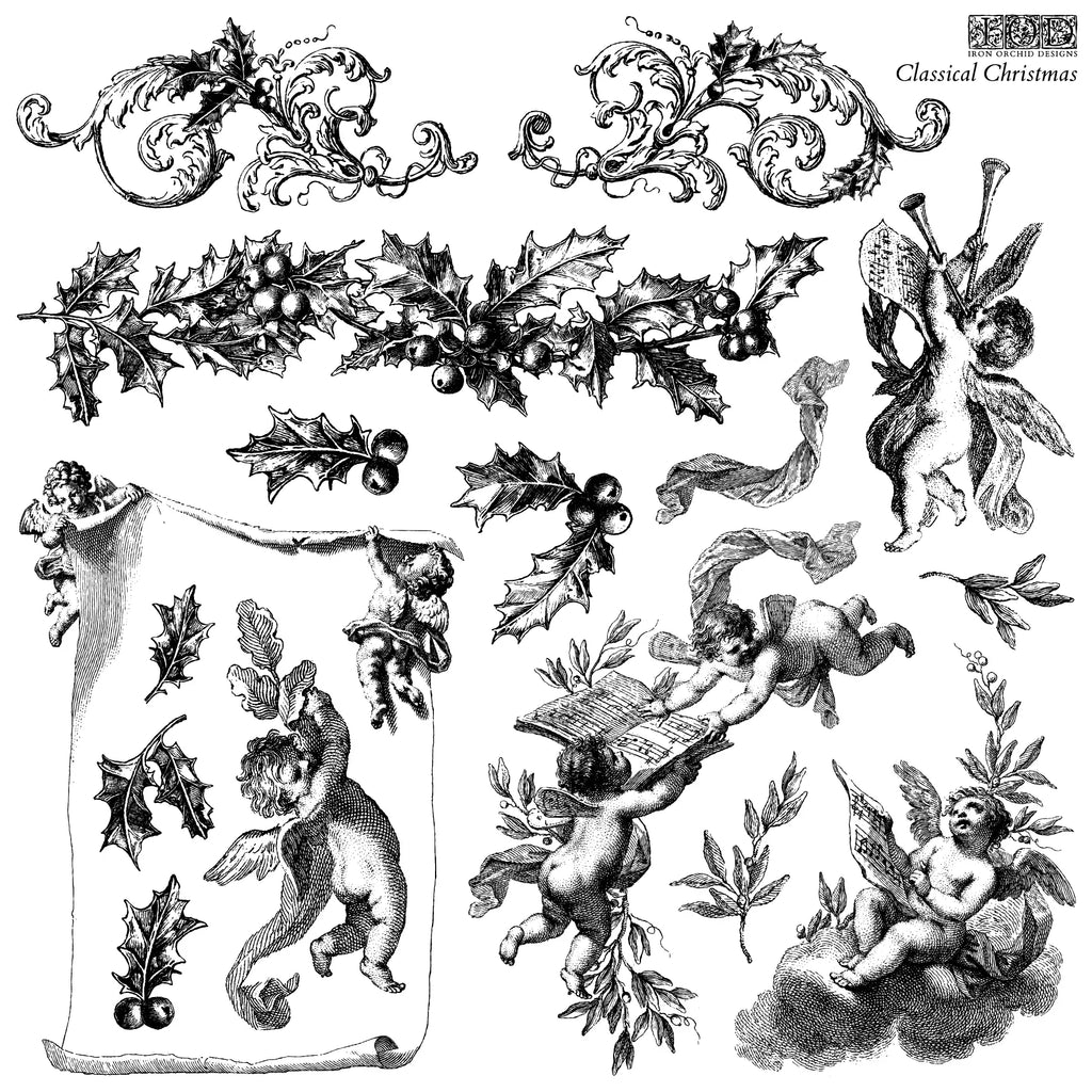 Iron Orchid Designs Classical Christmas 12x12 IOD Stamp™ Limited Edition - Decor Stamps