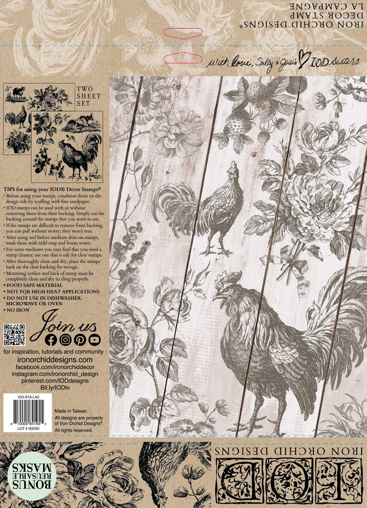 Iron Orchid Designs Spring IOD 2023 La Campagne Decor Stamp 12 x 12- 2 page-BluebirdMercantile