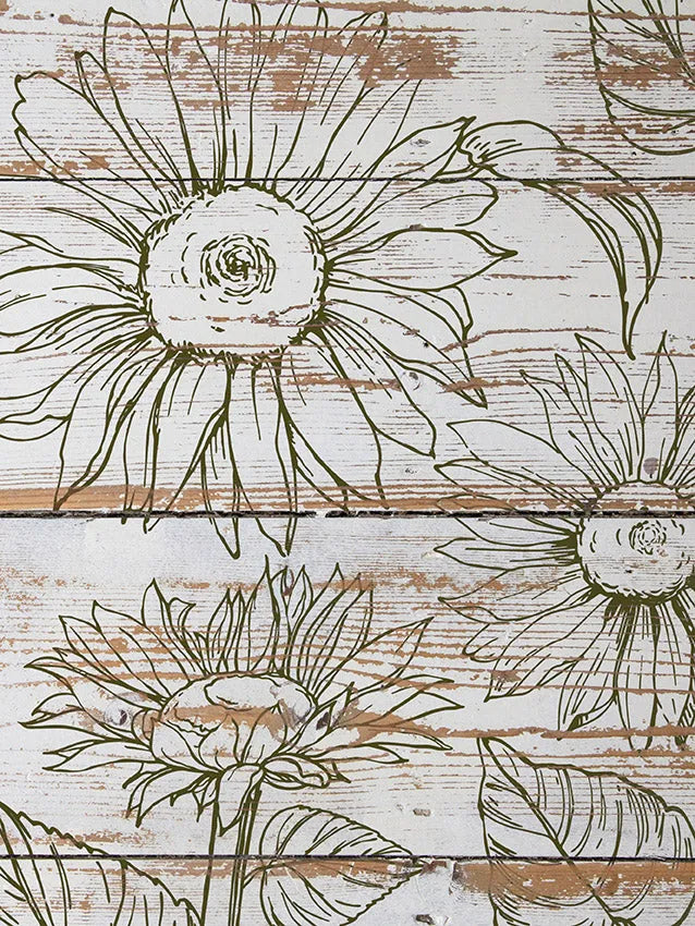 Iron Orchid Designs Sunflower Decor Stamps 12 x 12 2 sheets-BluebirdMercantile