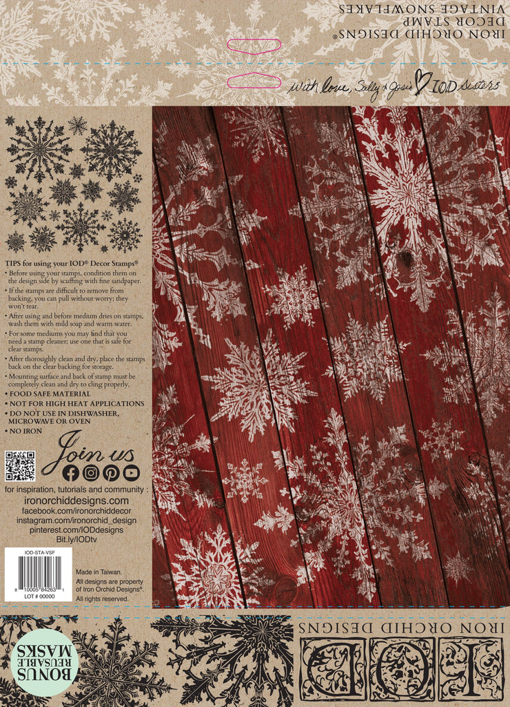 Iron Orchid Designs Vintage Snowflakes 12x12 IOD Stamp™ Limited Edition - Decor Stamps