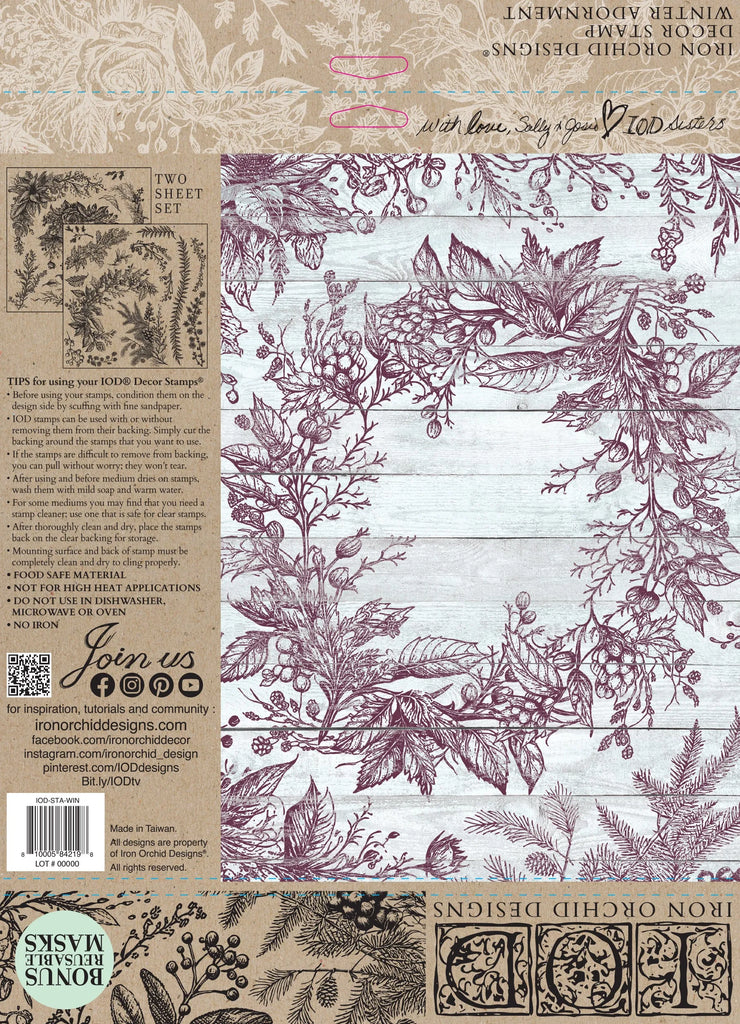 Iron Orchid Designs Winter Adornment Stamp 2 sheets 12 x 12 inches Limited Edition-BluebirdMercantile