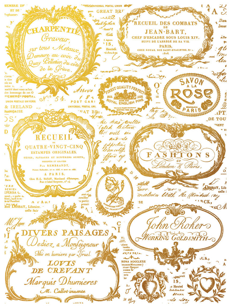 New! Iron Orchid Design Étiquettes Gilded IOD Foil Transfer 12x16 Pad™IOD Foil Transfer 12x16 Pad™ 4 pages Gold Foil-BluebirdMercantile