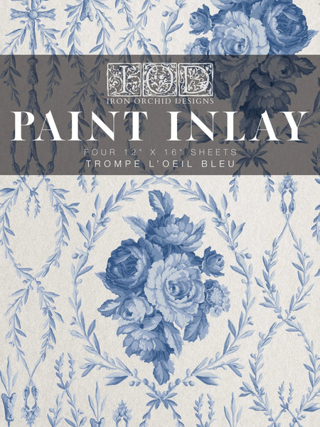 Iron Orchid Designs Trompe L'oeil Bleu IOD Paint Inlay 12x16 Pad